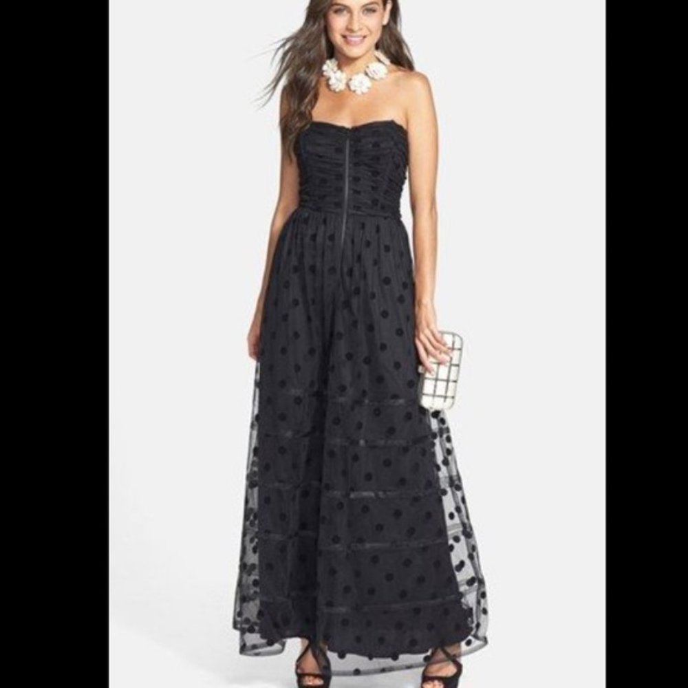 Cute Black Polka Dot Betsey Johnson Formal Gown
